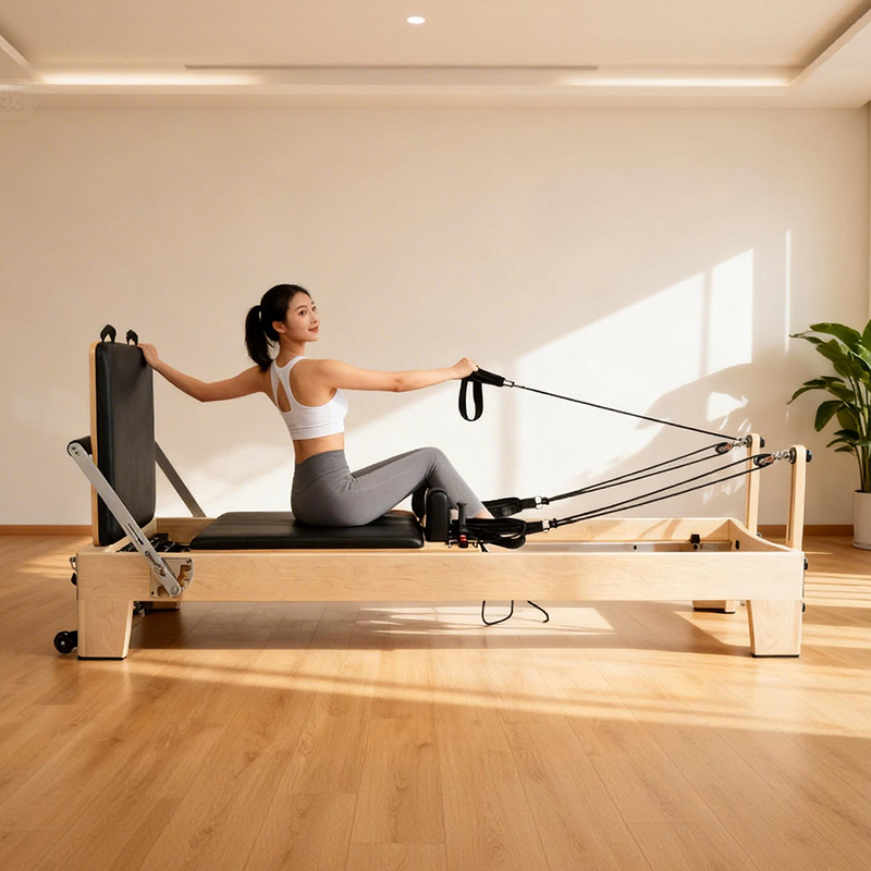 Pilates Yoga Machine - White Maple Portable Adjustable Pilates Reformer