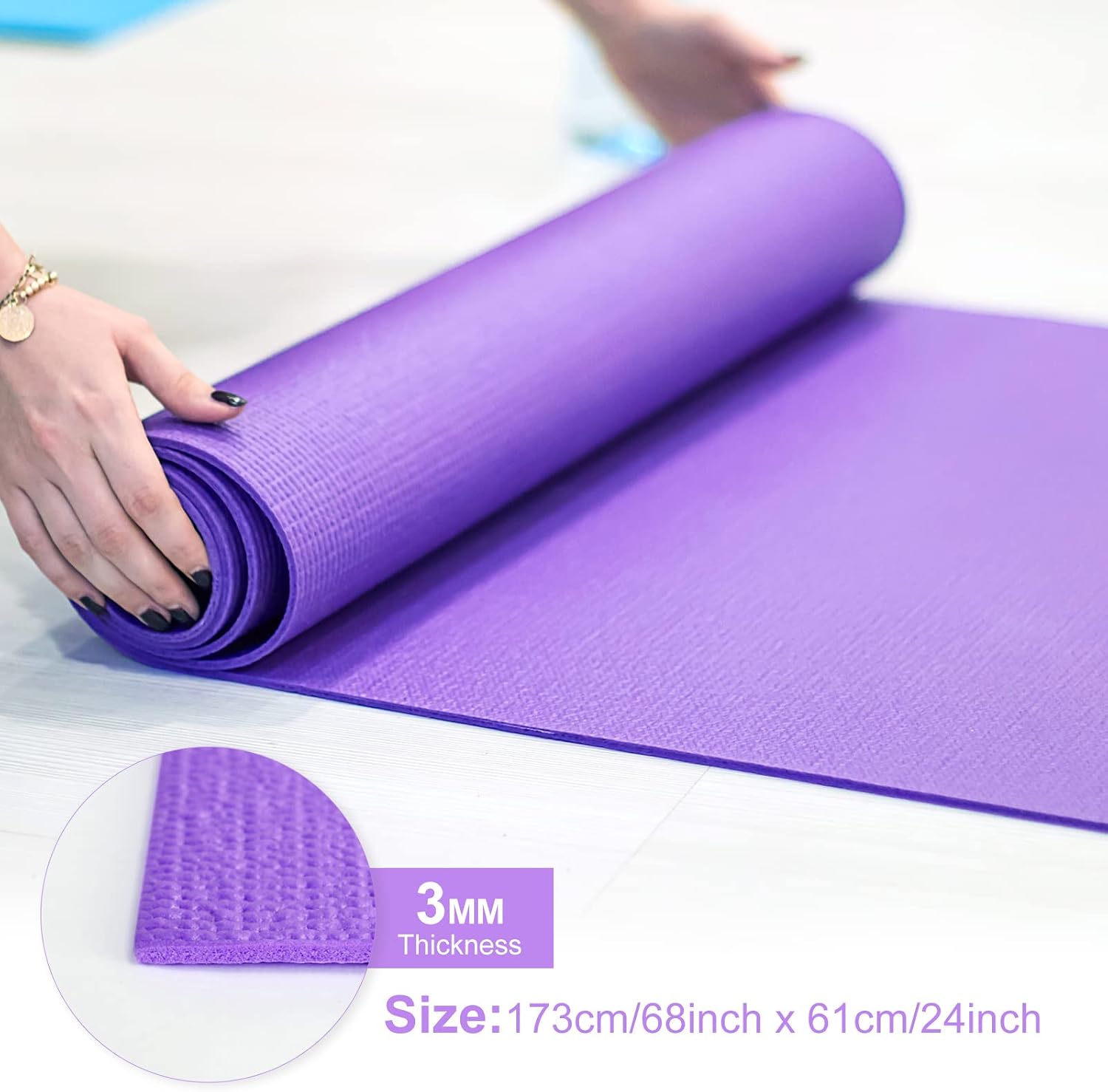 3 mm Thin Yoga Mats Lightweigh - Pilates Yoga Classes 评论和价格